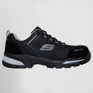 Zapatilla laboral Skechers de seguridad gris perfil exterior