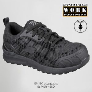 Calzado laboral femenino Skechers Work con puntera de seguridad y cierre de cordones SK77289