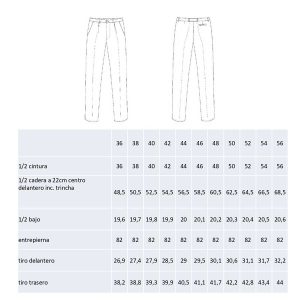 Ficha de medidas de pantalón camarero 100118
