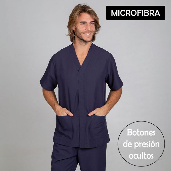 Pijamas sanitarios - Chaqueta sanitaria hombre microfibra cierre central color marino cartel microfibra