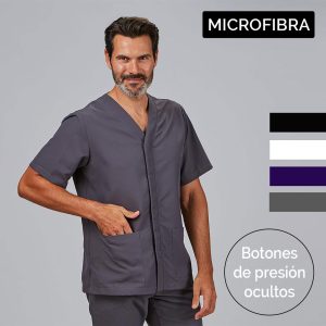 Chaquetas sanitarias hombre microfibra cierre central