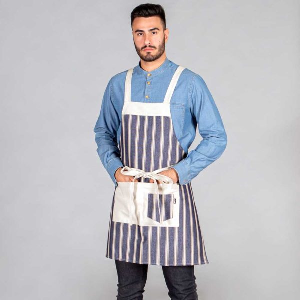 Mandil cocina loneta azul rayas 1573
