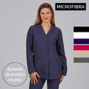 Chaquetas sanitarias mujer manga larga microfibra cierre central