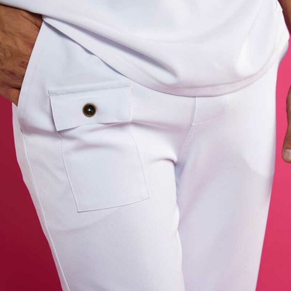 Pantalón jogger de hombre Euphoria LS11176 blanco detalle bolsillo