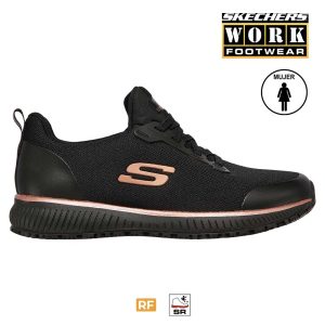Botines de mujer con cordones elásticos marca Skechers 77222-106 perfil de marca