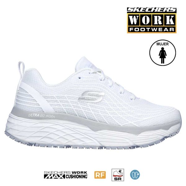 Zapato deportivo Skechers de mujer 108016 blanco perfil marca