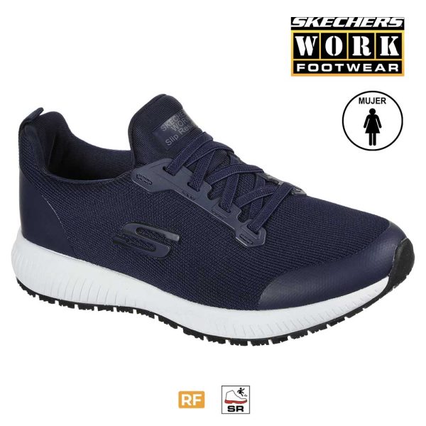 Botines de mujer azul marino con cordones elásticos marca Skechers 77222-104