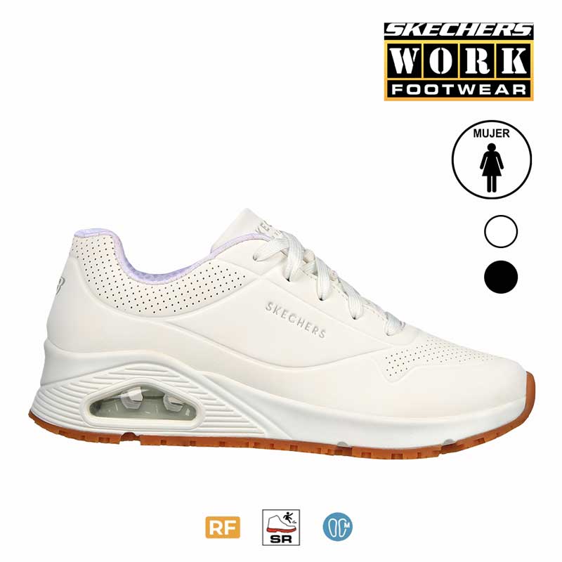 Calzado Skecher Relaxed Fit de mujer color blanco SK108021-101 lateral externo