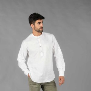 camisa de lino para hombre blanca 210007-101
