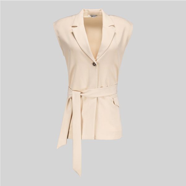 Americana mujer sin mangas beige 600037