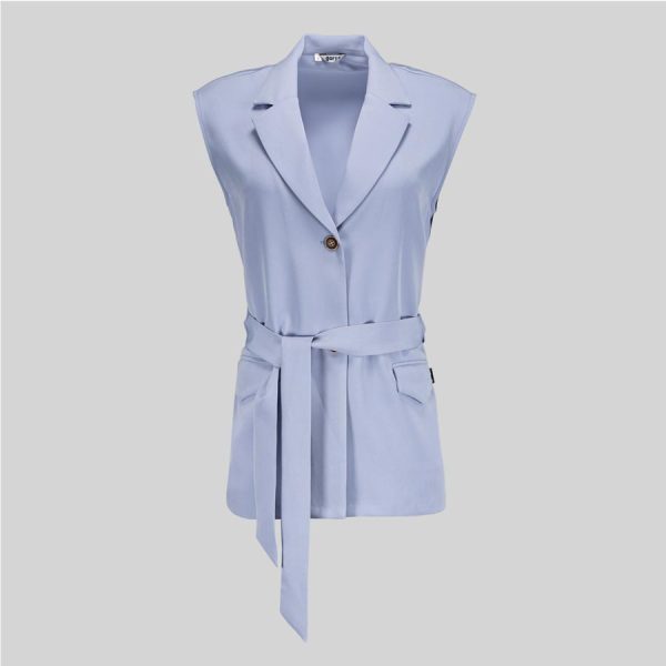 Americana mujer sin mangas celeste 600037