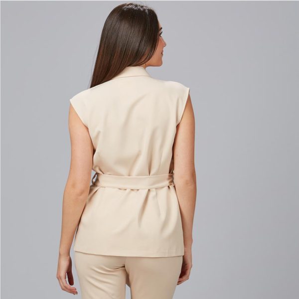 Americana sin mangas de mujer 600037 beige espalda
