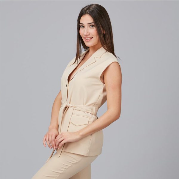 Americana sin mangas de mujer 600037 beige perfil