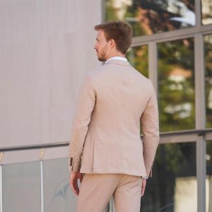 Espalda de chaqueta beige sin forro hombre 10152003