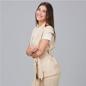 Blazer sin mangas de mujer 600039 beige perfil