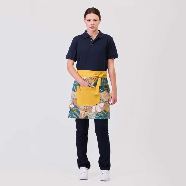 Delantal corto estampado tropical amarillo M757 frontal