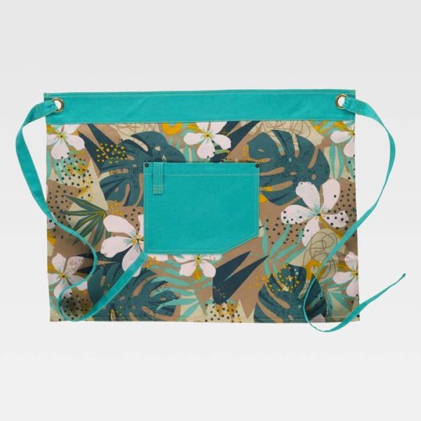 Delantal corto estampado tropical turquesa M757
