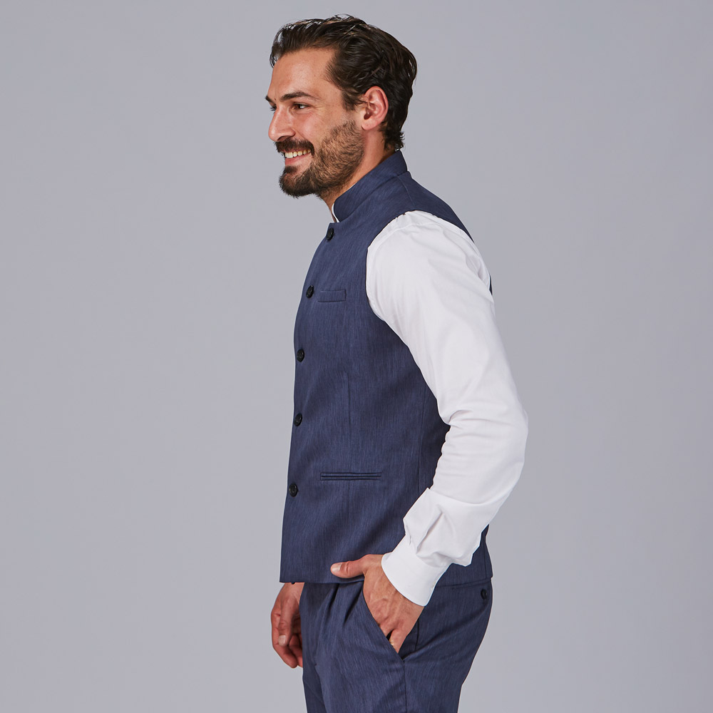 Chaleco de hombre de vestir azul 950012-104 perfil