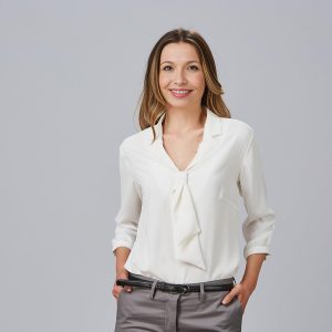 Blusa blanca con lazo para mujer 240009