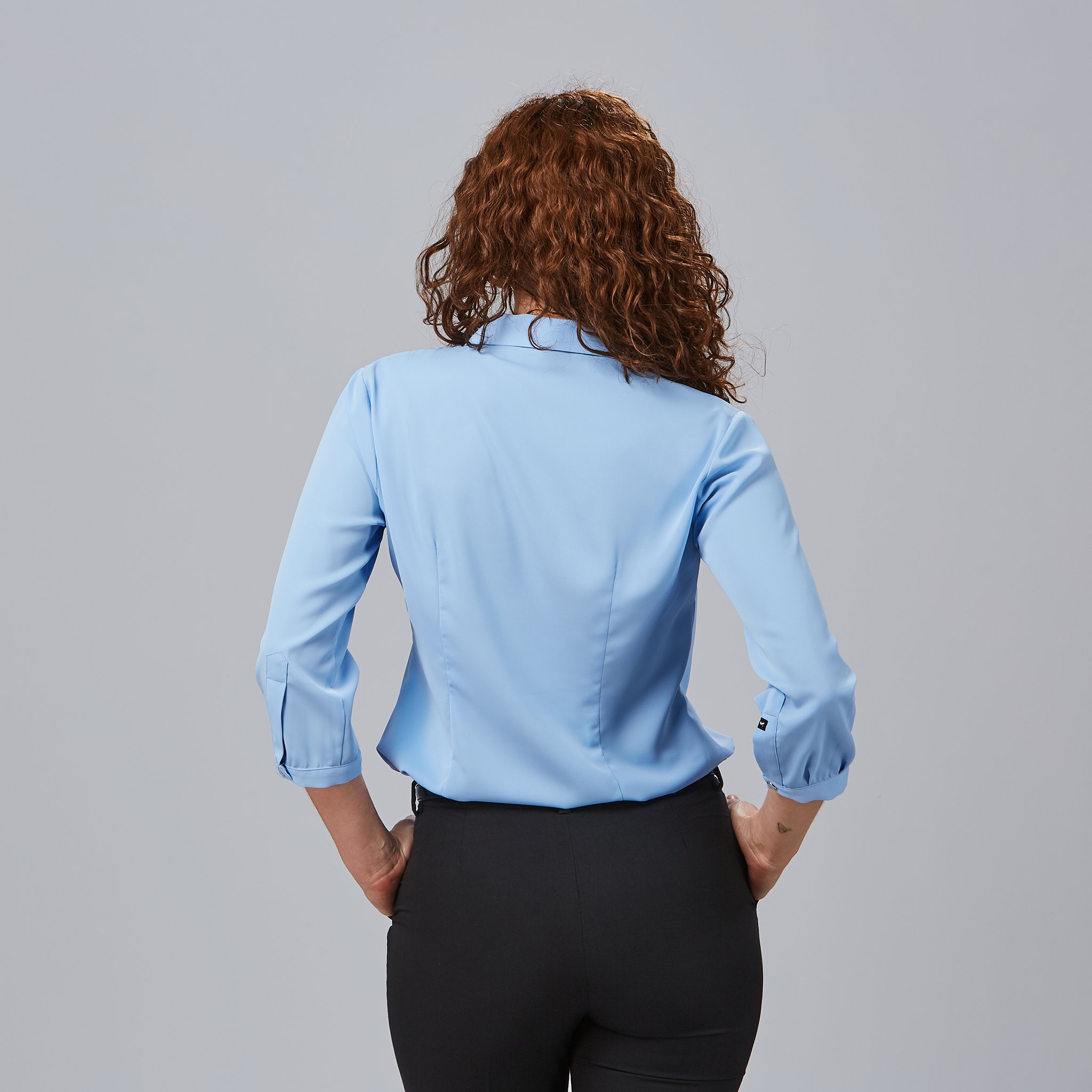 Blusa celeste con lazo para mujer 240009 espalda