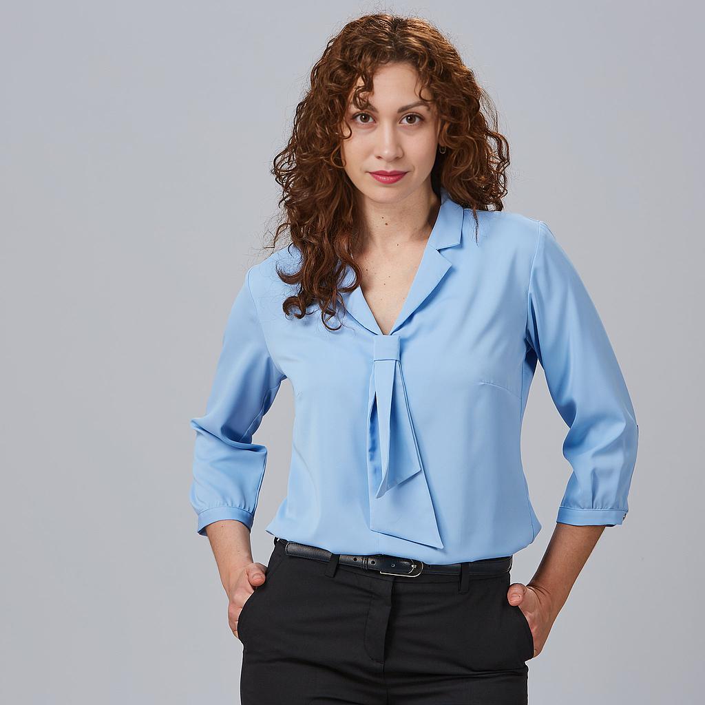 Blusa celeste con lazo para mujer 240009