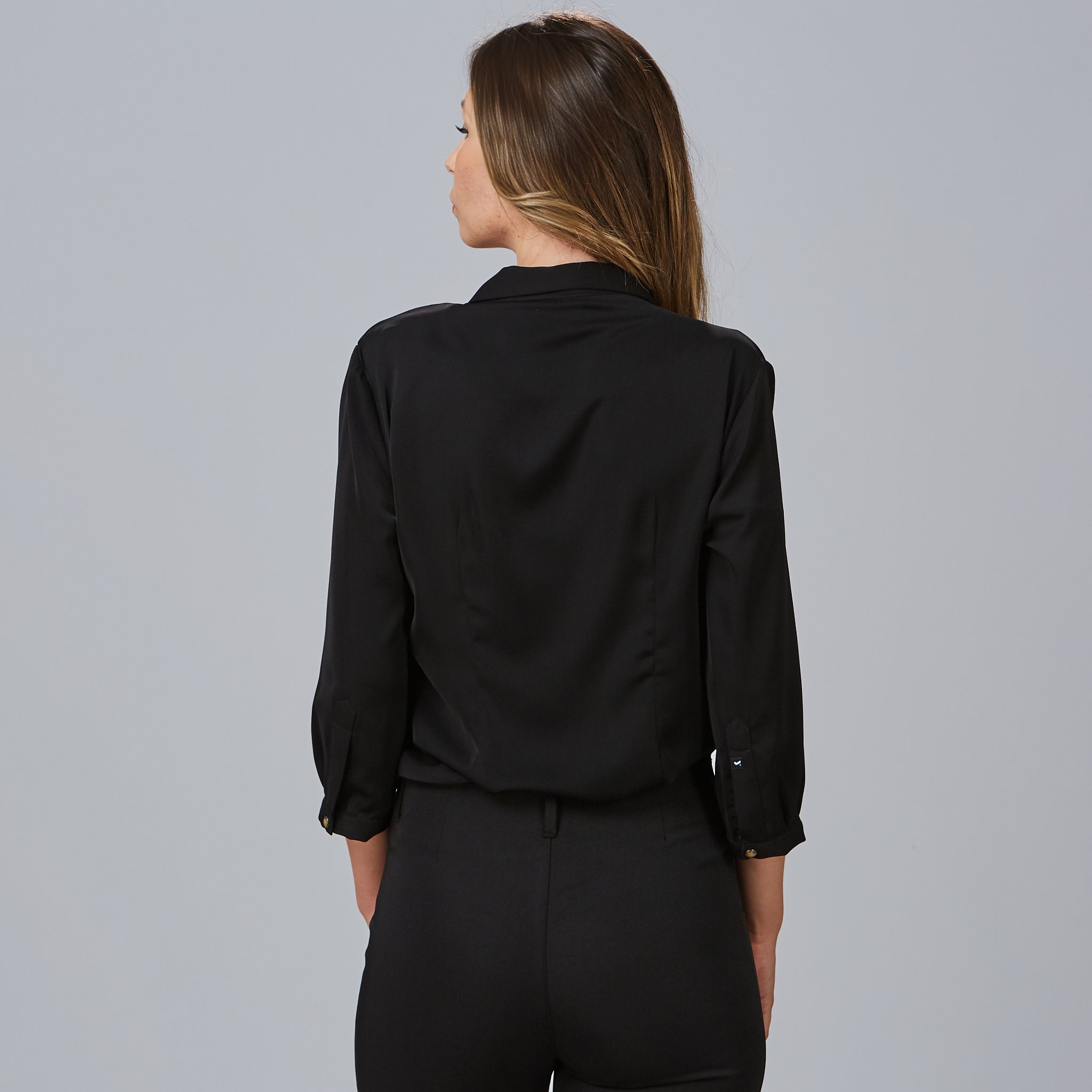 Blusa negra con lazo para mujer 240009 espalda