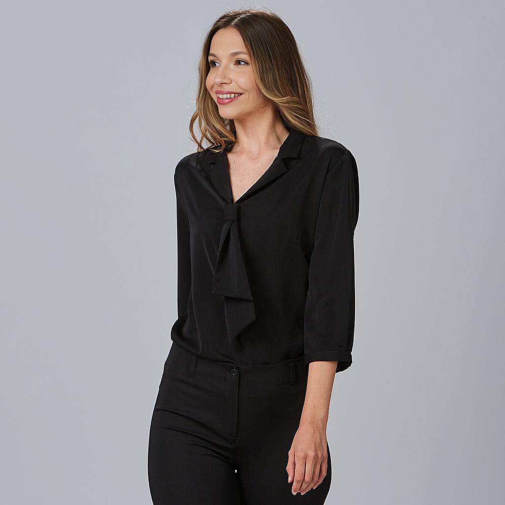 Blusa negra con lazo para mujer 240009
