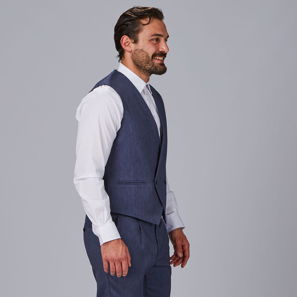 Chaleco de hombre cruzado azul 950014-104 perfil