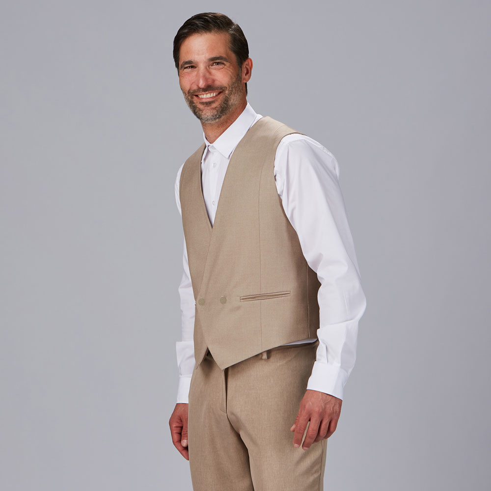 Chaleco de hombre cruzado beige 950014-142 perfil