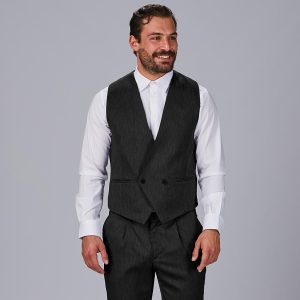 Chaleco negro de hombre cruzado 950018