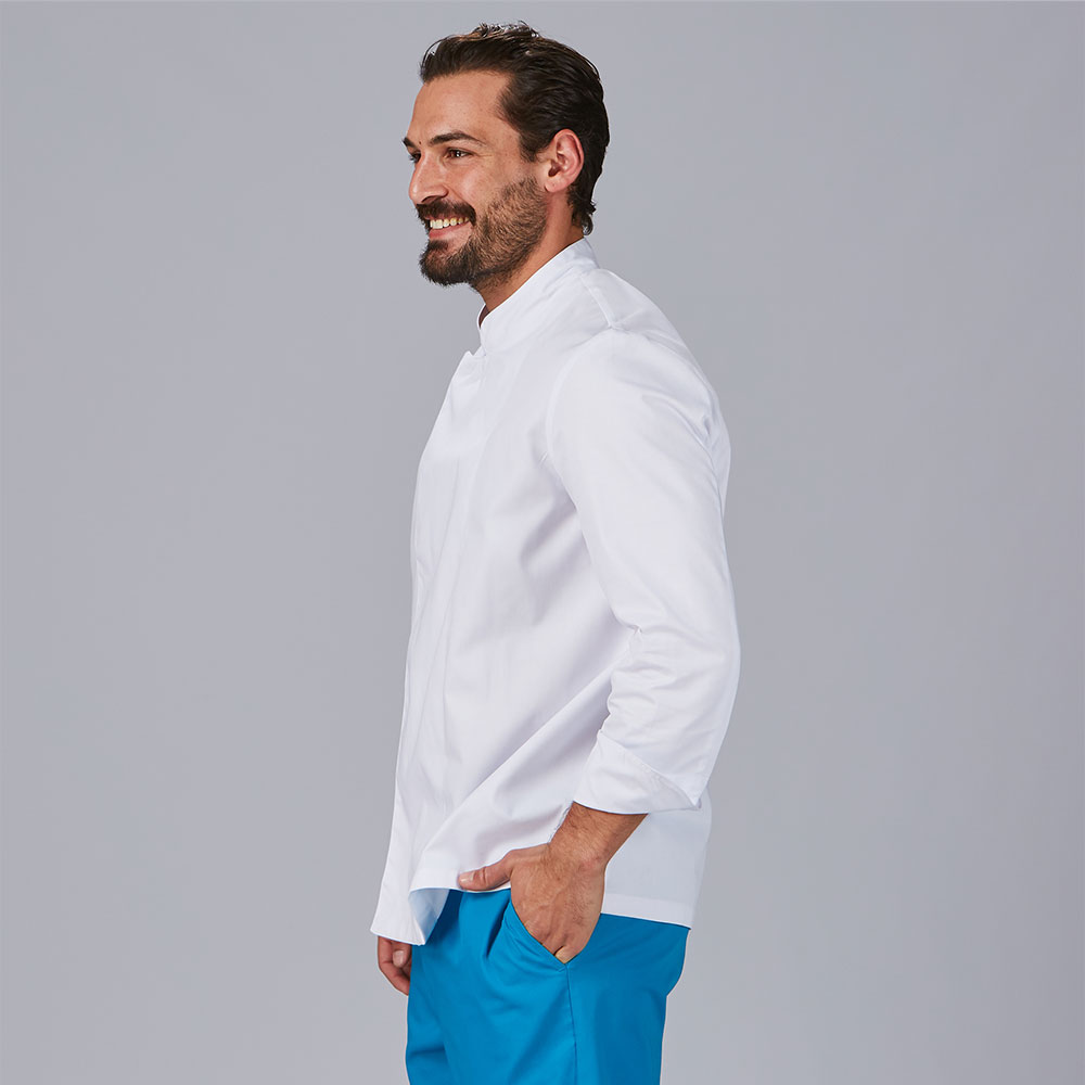 Chaqueta blanca de cocina en manga larga 9432 perfil